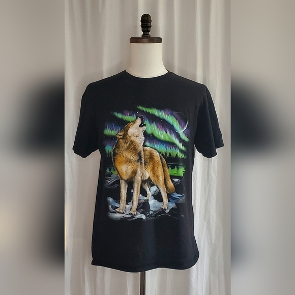 Delta Other - Vtg Timberwolf/Wolf Delta Pro Weight T-shirt Unisex Large Black Neon Psychedelic